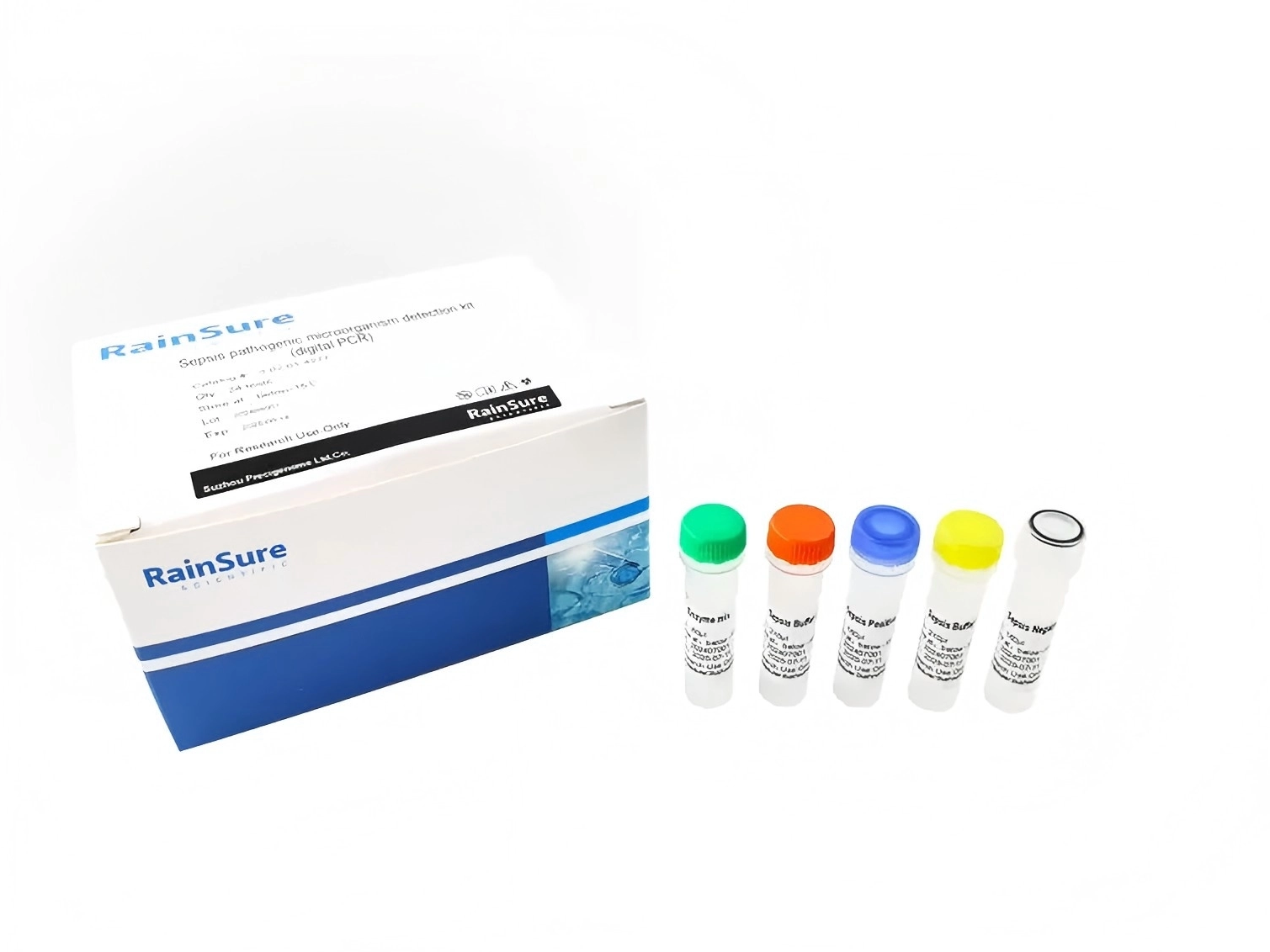 Detecte a sepse mais rápida e inteligente com o kit de detecção de PCR digital de microorganismos patogênicos de 40 plex do RainSure Scientific. 